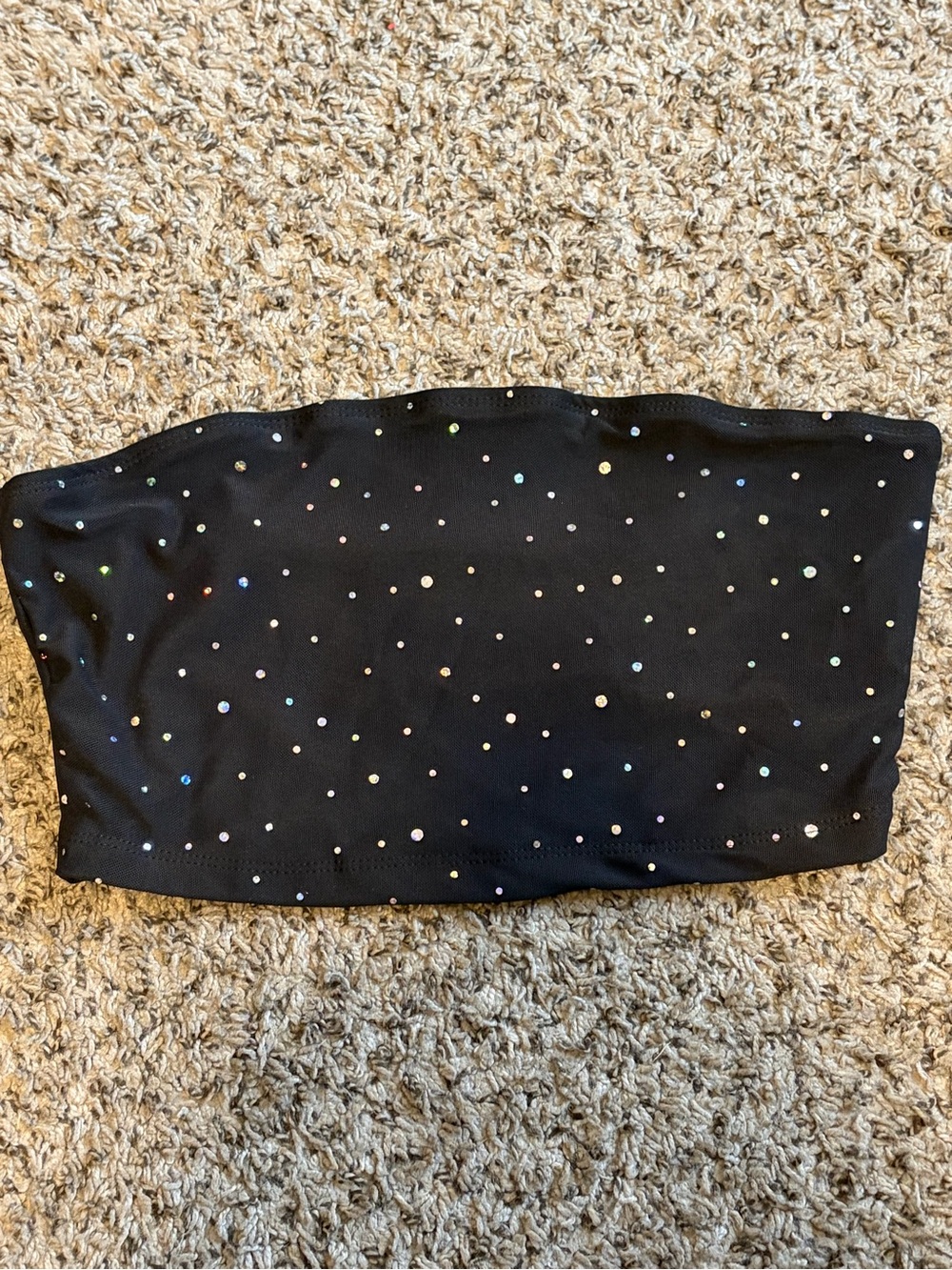 SHEIN Black Rhinestone Bandeau Tube Top